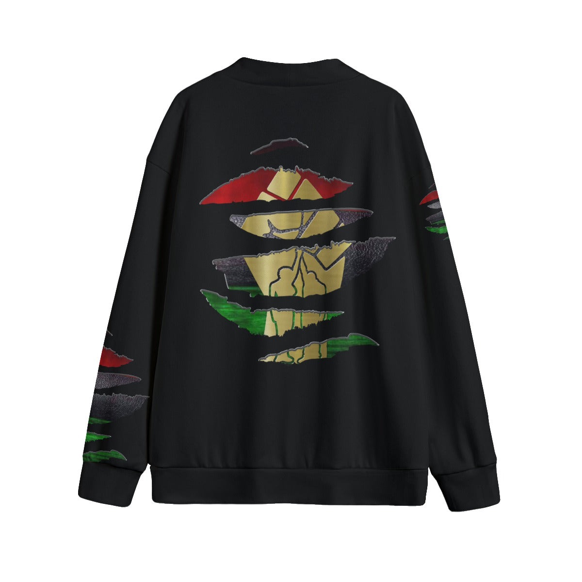RGB RIPPED BLC Unisex V-neck Cardigan With Button Closure