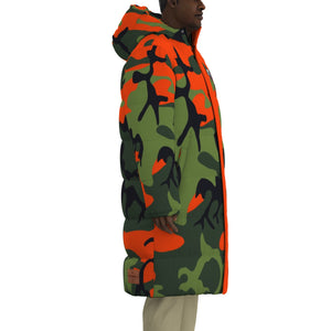 CAMOUFLAGE KAKI Unisex Long Down Jacket