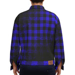 DUSTY PLAID BLUE Unisex Lapel Jacket Cotton
