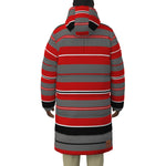 STRIPE GREYRED Unisex Long Down Jacket