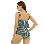 PLAID IN GOLD Women's Ruffled Vest Bikini Swimsuit