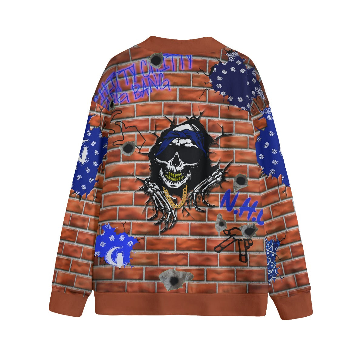 N.H.C SKULL Unisex V-neck Cardigan With Button Closure