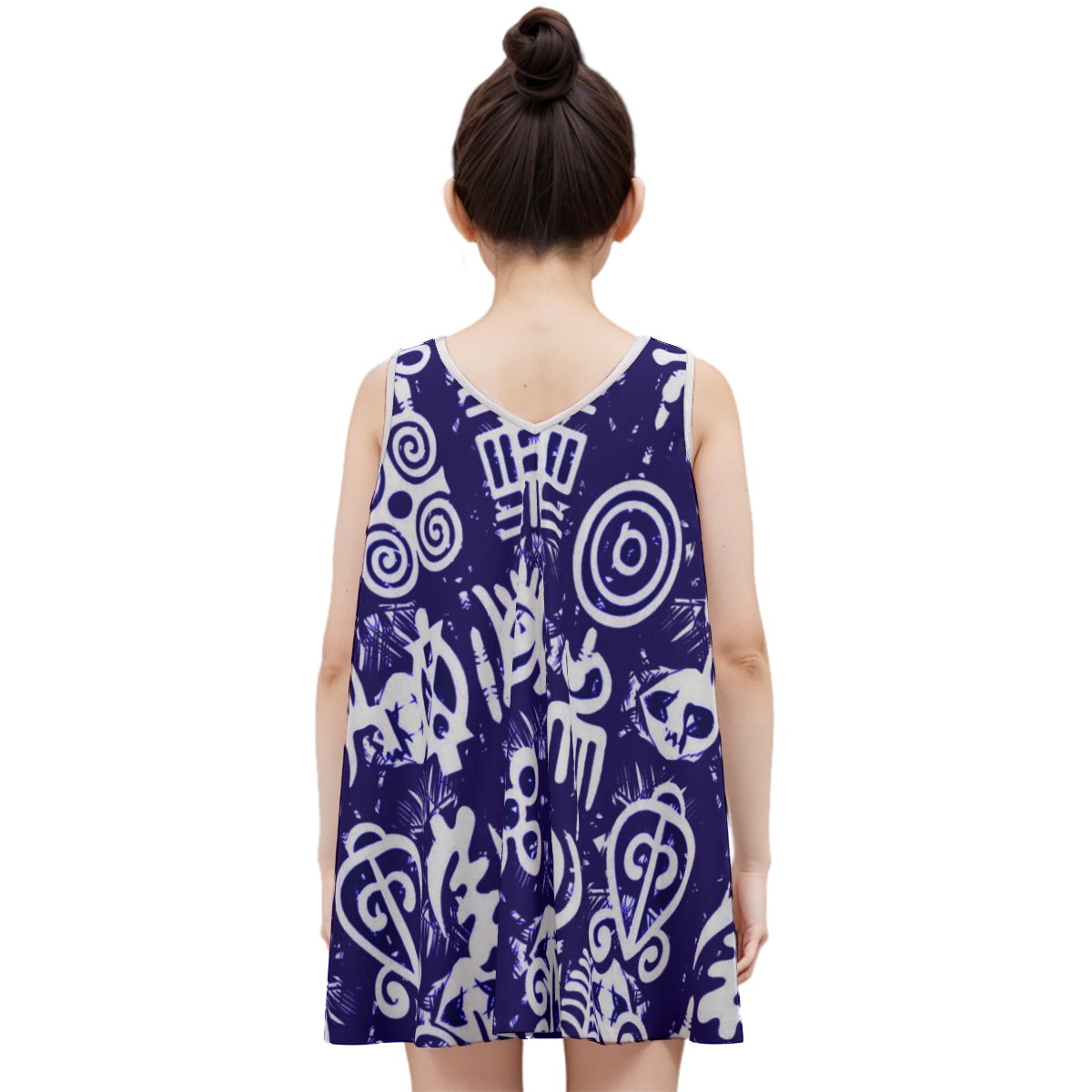 ADINKRA MXBLUE Kid's Sleeveless Dress Cotton