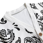 BANDANA PAISLEY WHT Unisex Cardigan With Button Closure