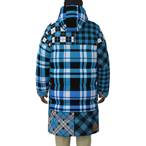 FLEXIN PLAID SKYBLUE Unisex Long Down Jacket
