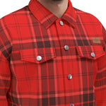 PLAID STYLE RED Unisex Lapel Jacket Cotton