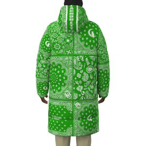 BANDANA MIX GREEN Unisex Long Down Jacket