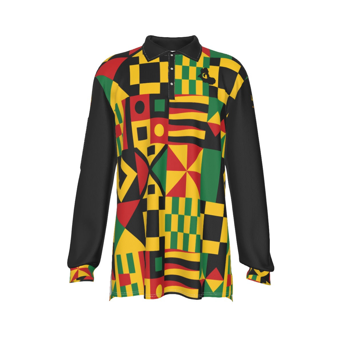 KENTE BUTAN Men's Long Sleeve Polo Shirt