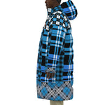 FLEXIN PLAID SKYBLUE Unisex Long Down Jacket