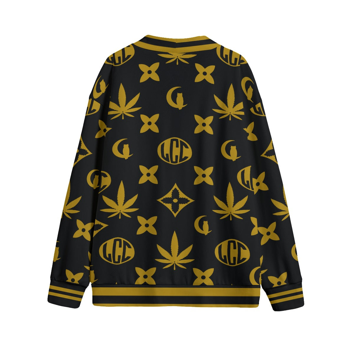 WEEDY BRWNBLC Unisex V-neck Cardigan With Button Closure