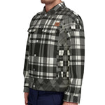 FLEXIN PLAID GREY Unisex Lapel Jacket Cotton