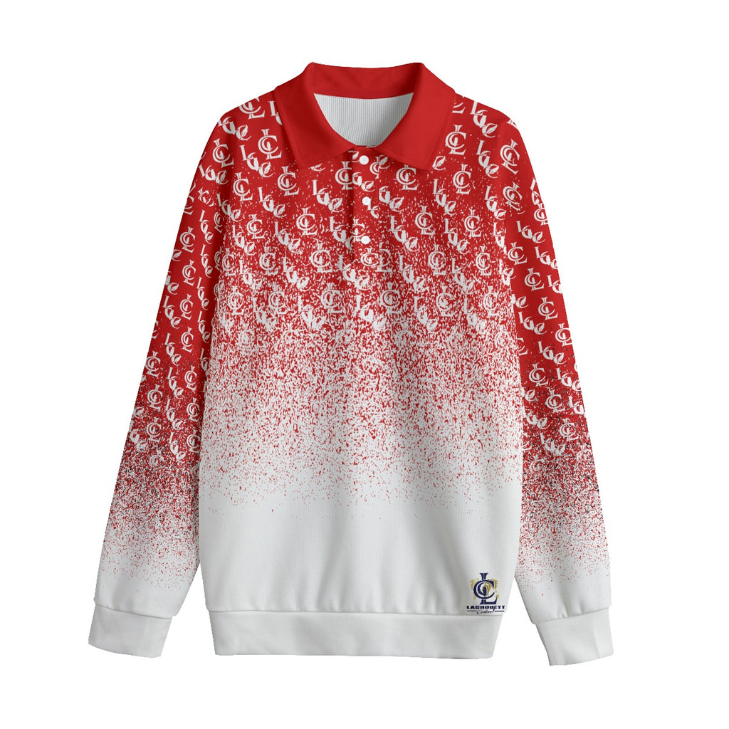 LCC NEW RICH RED Unisex Lapel Collar Sweater