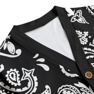 BANDANA PAISLEY BLC Unisex Cardigan With Button Closure