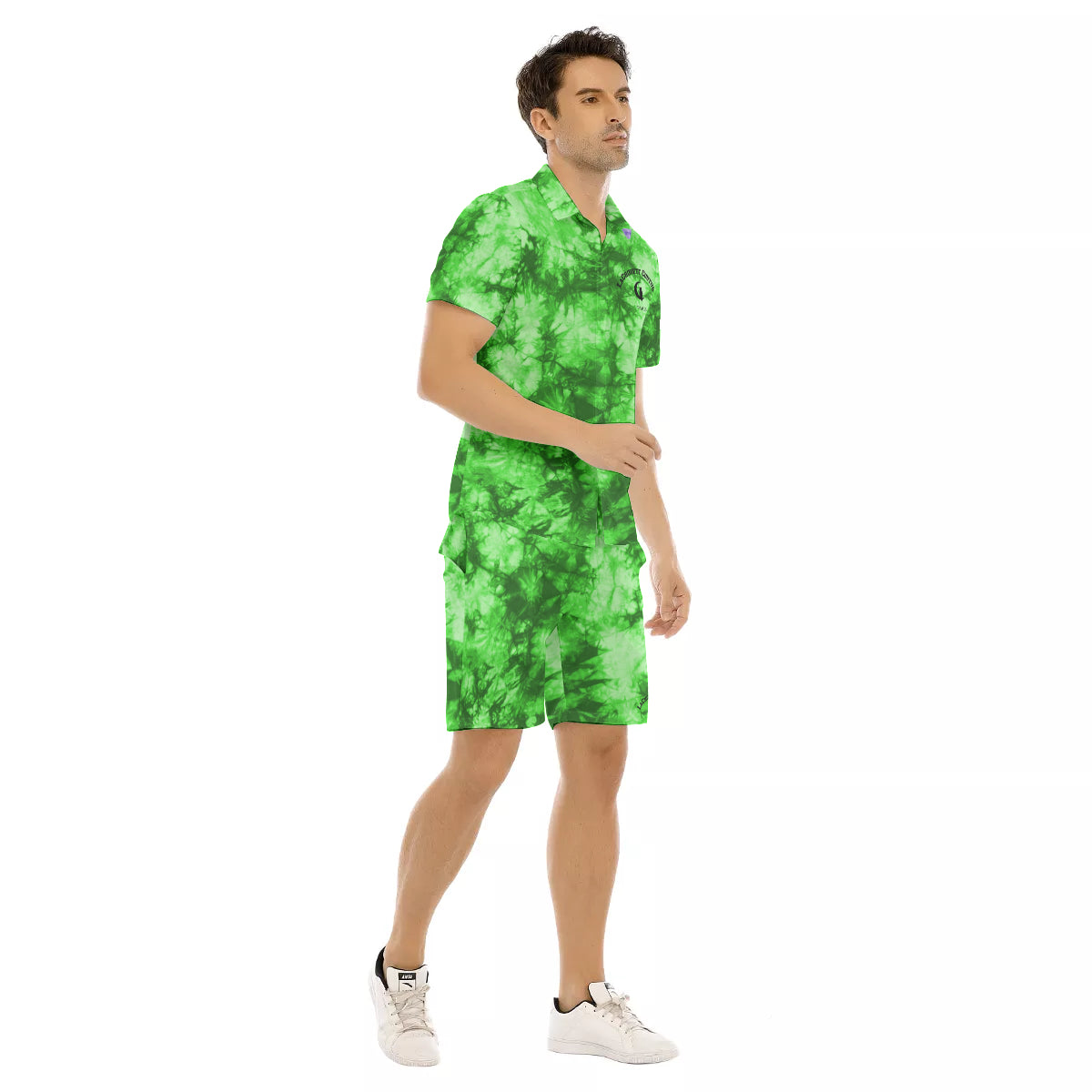 TIE DYE GREEN Men's Short Sleeve Shirt Sets