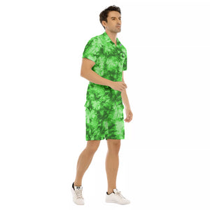 TIE DYE GREEN Men's Short Sleeve Shirt Sets