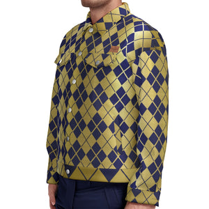ARLEQUIN BLUE Unisex Lapel Jacket Cotton