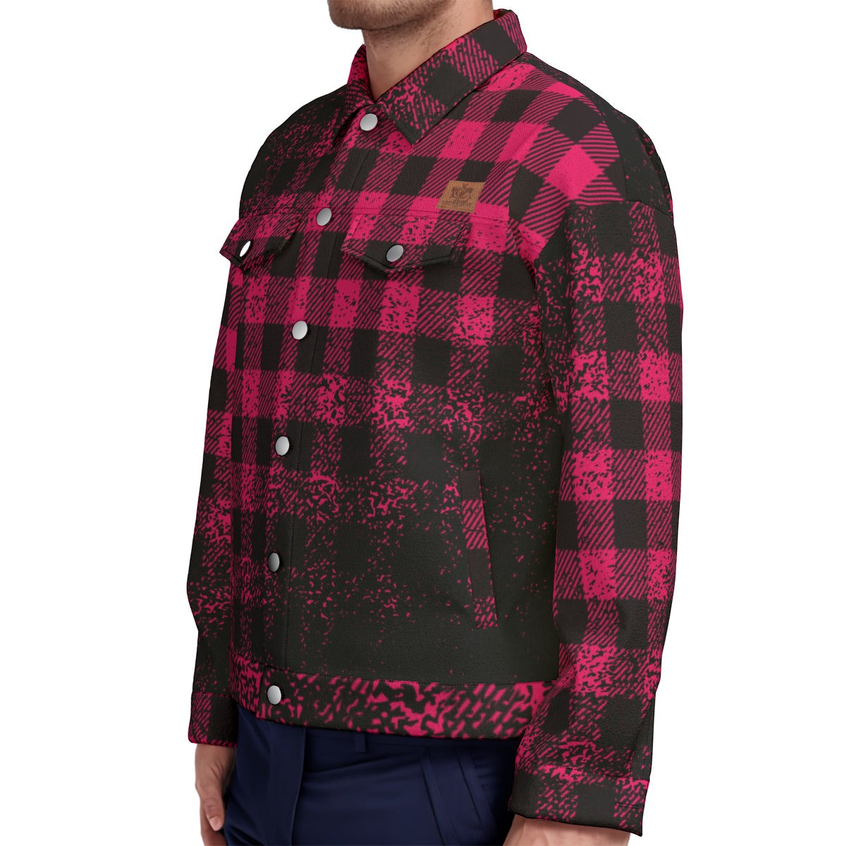 DUSTY PLAID PINKISH Unisex Lapel Jacket Cotton