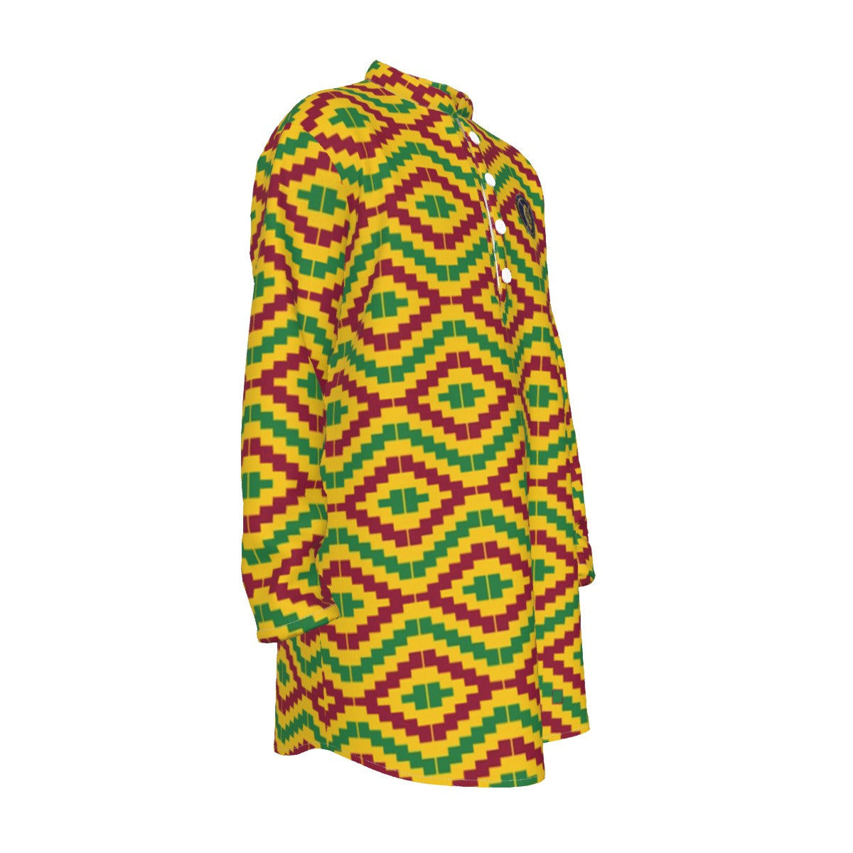 KENTE RASTA Men's Stand-up Collar Long Shirt