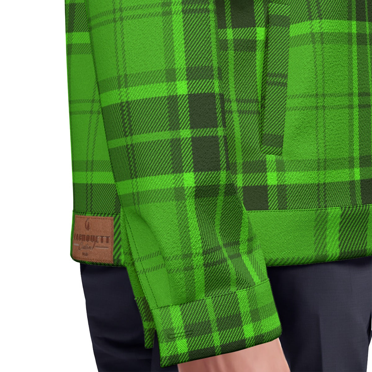 PLAID STYLE GREEN Unisex Lapel Jacket Cotton