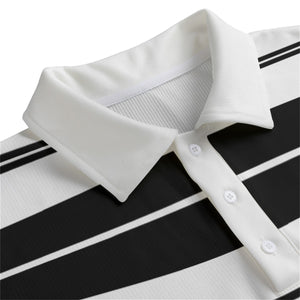 STRIPE UP WHT Unisex Lapel Collar Sweater