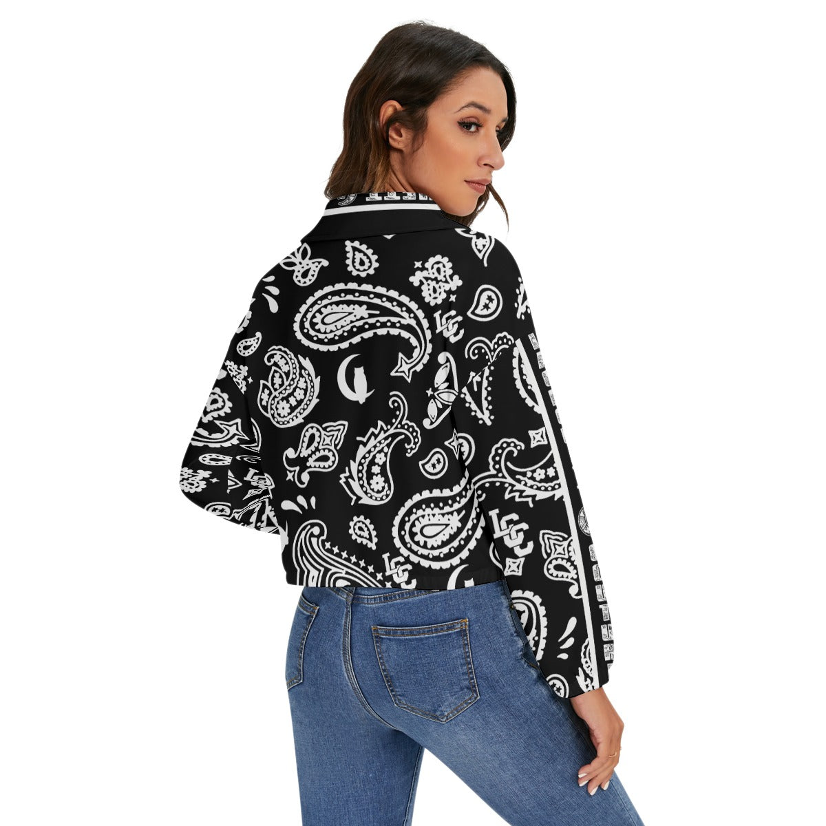 BANDANA PAISLEY BLC Women's Stand Collard Jacket