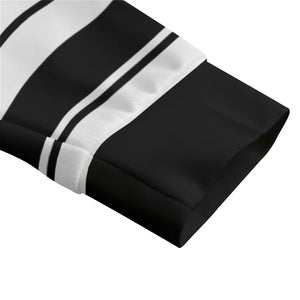 STRIPE UP WHT Unisex Lapel Collar Sweater