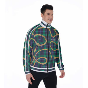 PLAID IN GOLD Men's Stand Collar Jacket