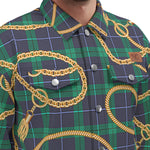 PLAID IN GOLD Unisex Lapel Jacket Cotton