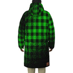 DUSTY PLAID GREEN Unisex Long Down Jacket