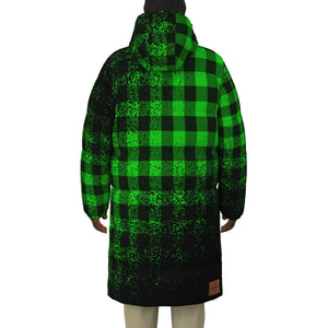 DUSTY PLAID GREEN Unisex Long Down Jacket