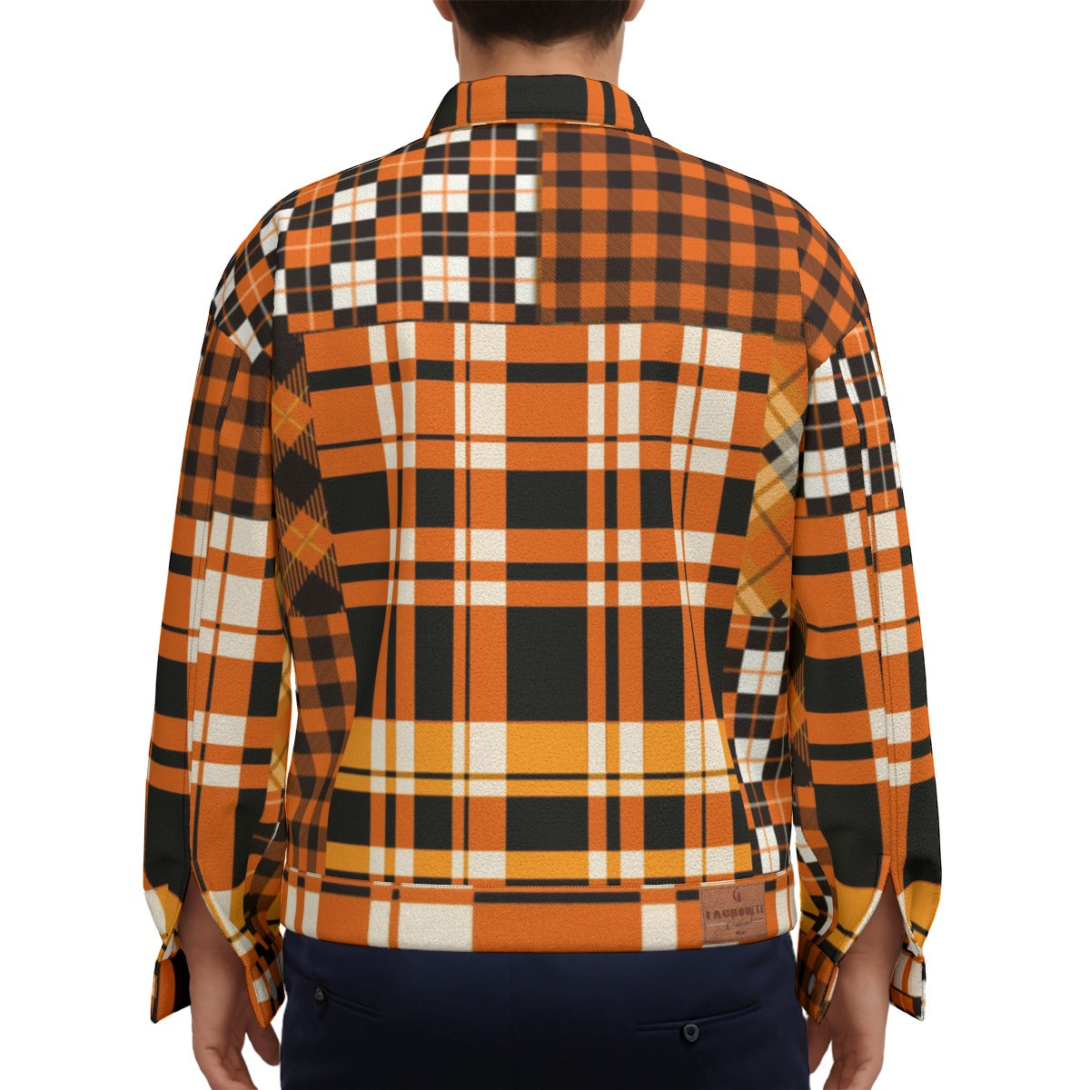 FLEXIN PLAID ORANGE Unisex Lapel Jacket Cotton