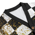 DAMIER IN GOLD Unisex V-neck Cardigan With Button Closure