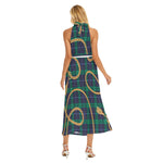 Plaid in Gold Women's Wrap Hem Belted Halter Dress