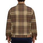 PLAID STYLE BRWN Unisex Lapel Jacket Cotton