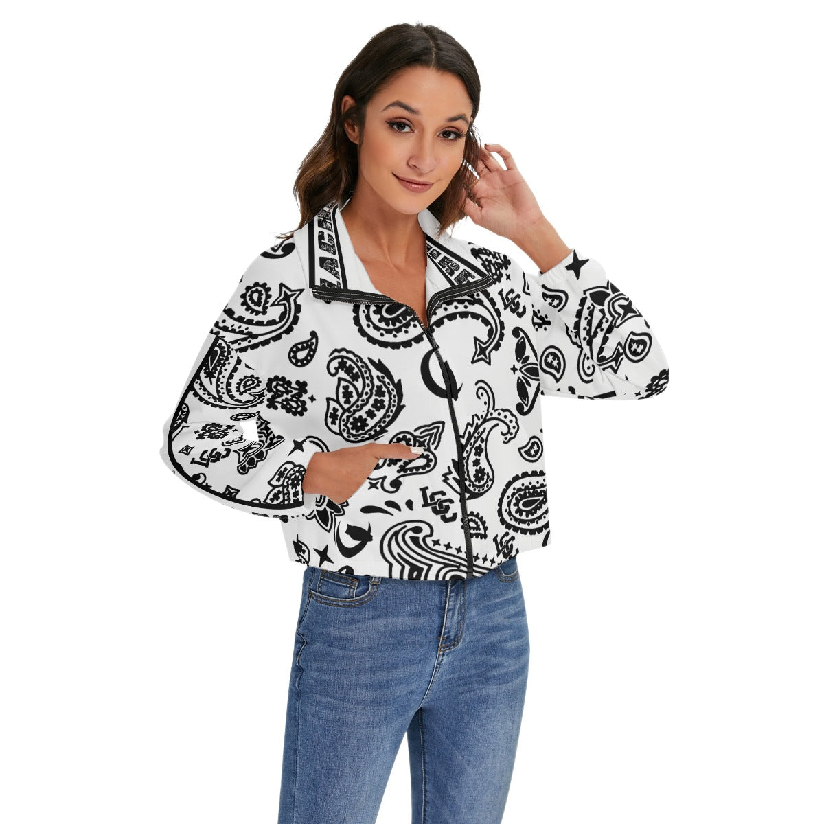 BANDANA PAISLEY WHT Women's Zip Jacket