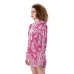 BANDANA PAISLEY PINKISH Women's Heavy Fleece Long Hoodie