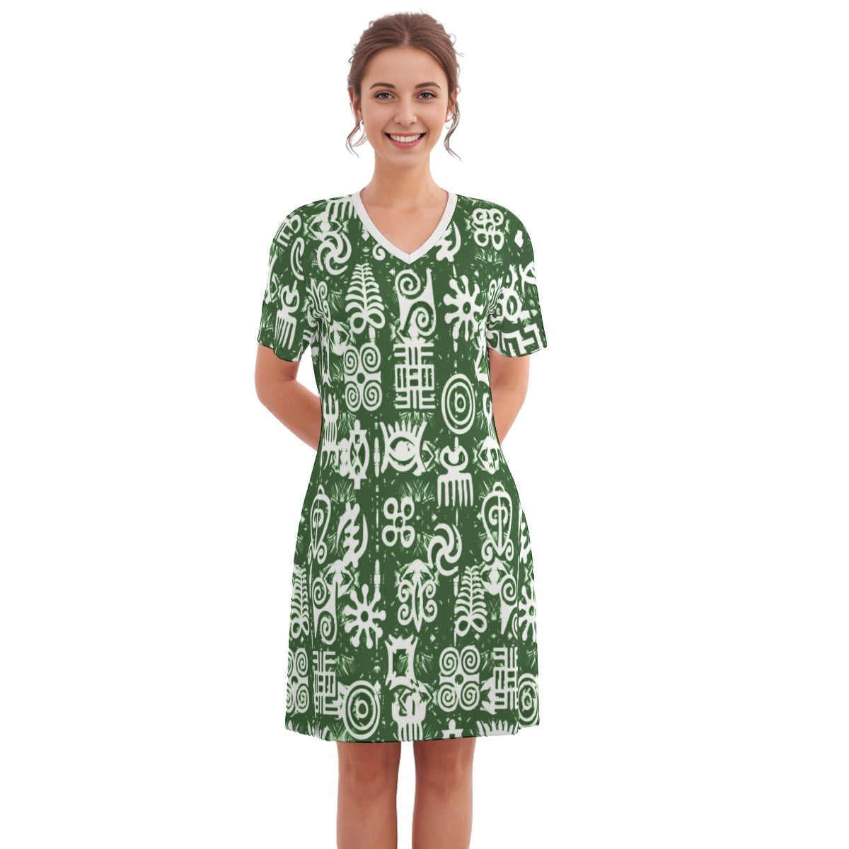 ADINKRA MXGRN Women's Round Neck Dress