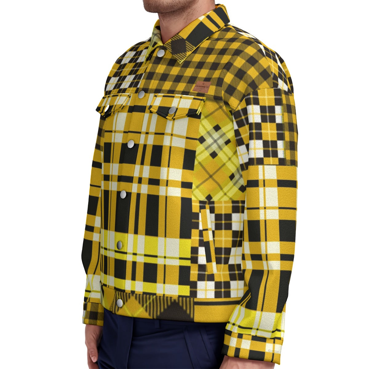 FLEXIN PLAID YLW Unisex Lapel Jacket  Cotton