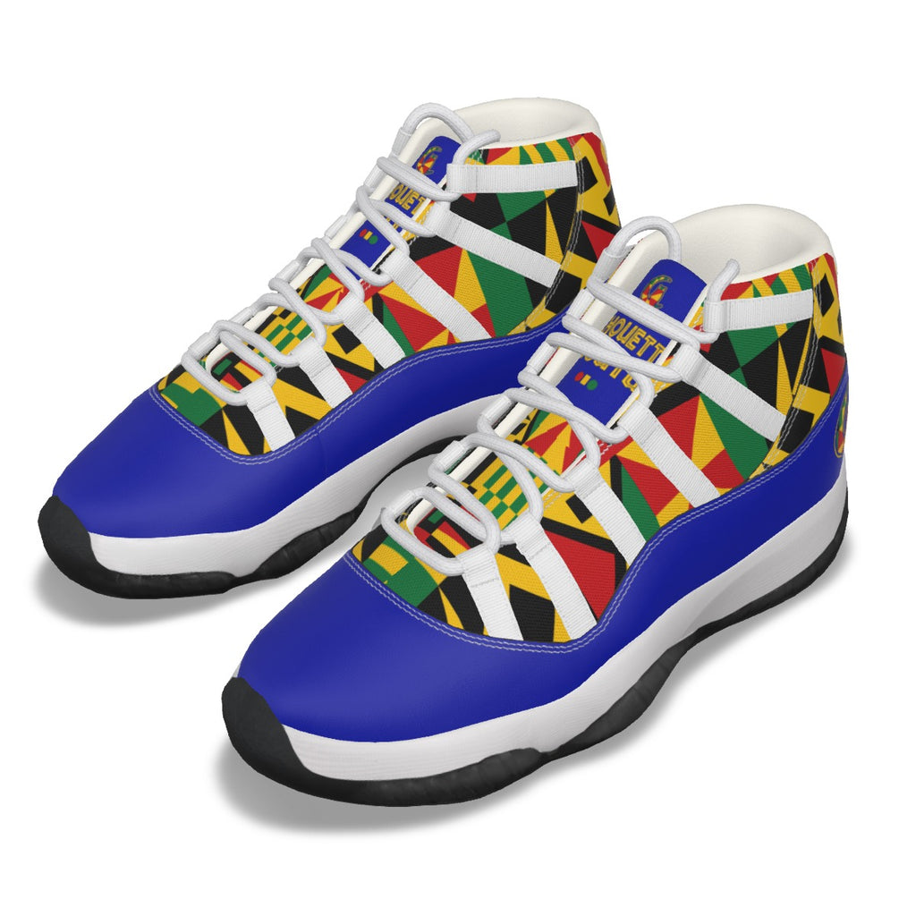 KENTE BUTAN BLUE High Top Basketball Shoes