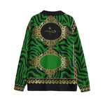 PRIVILEGE GREEN Unisex V-neck Cardigan With Button Closure