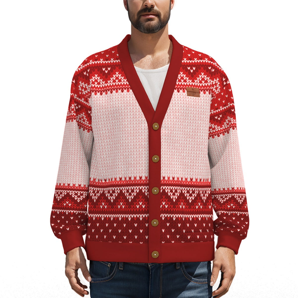 LCC KNITTED RED Unisex Cardigan With Button Closure