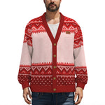 LCC KNITTED RED Unisex Cardigan With Button Closure