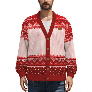 LCC KNITTED RED Unisex Cardigan With Button Closure