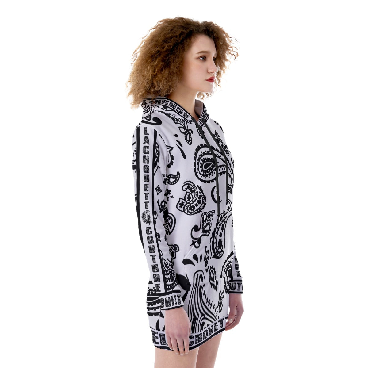 BANDANA PAISLEY WHT Women's Heavy Fleece Long Hoodie