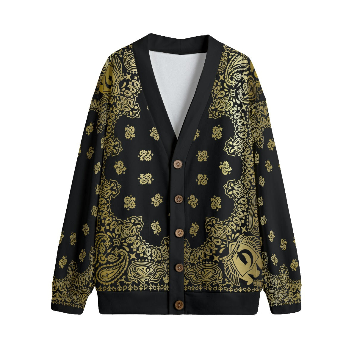 BANDANA GOLDBLC Unisex V-neck Cardigan With Button Closure