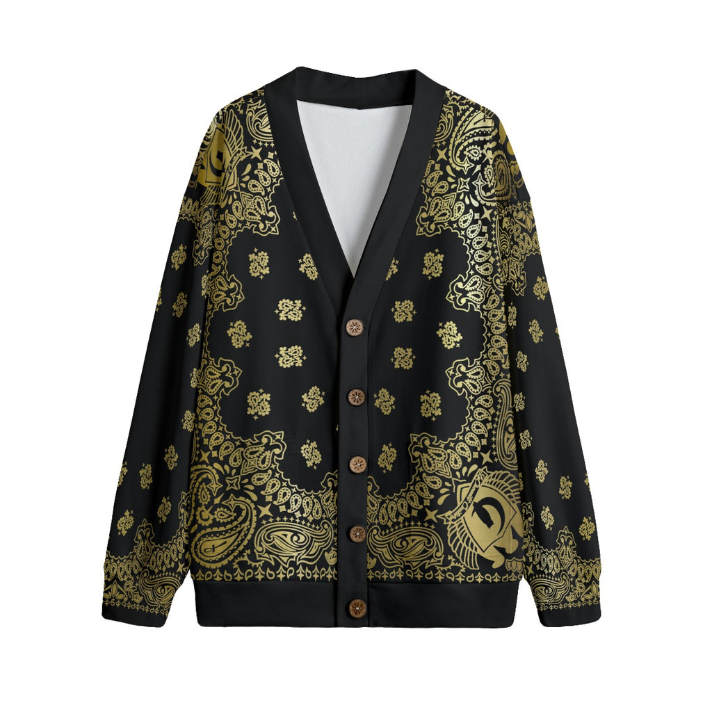 BANDANA GOLDBLC Unisex V-neck Cardigan With Button Closure