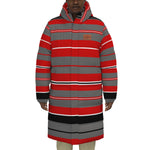 STRIPE GREYRED Unisex Long Down Jacket