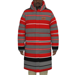 STRIPE GREYRED Unisex Long Down Jacket