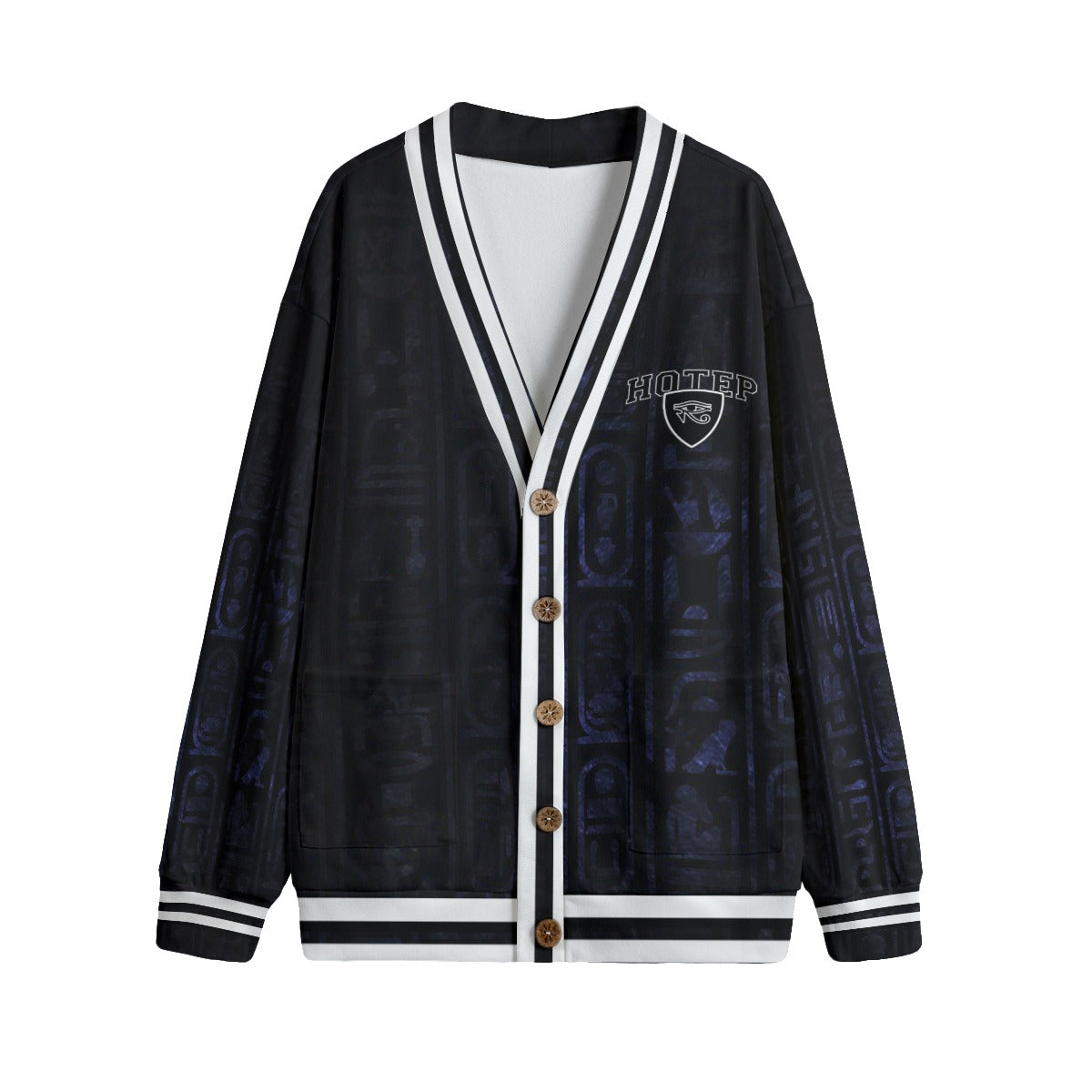 HOTEP EYES Unisex V-neck Cardigan With Button Closure
