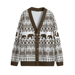ELEPHANT ORNEMENT Unisex V-neck Cardigan With Button Closure